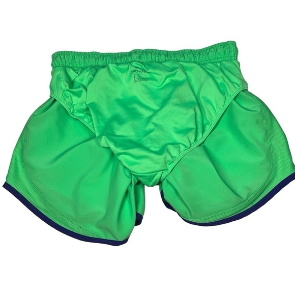NIKE DRIFIT Women's Running Shorts Lined Neon Green Purple Trim Size M 3" Inseam - Picture 10 of 16